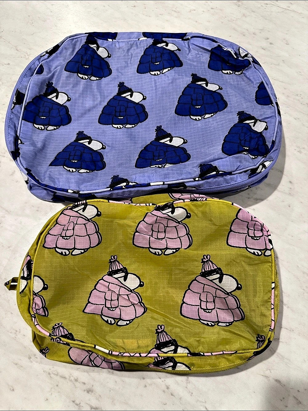 Baggu x Peanuts Puffer Snoopy Packing Cube Set Blue & Green - Picture 2 of 6
